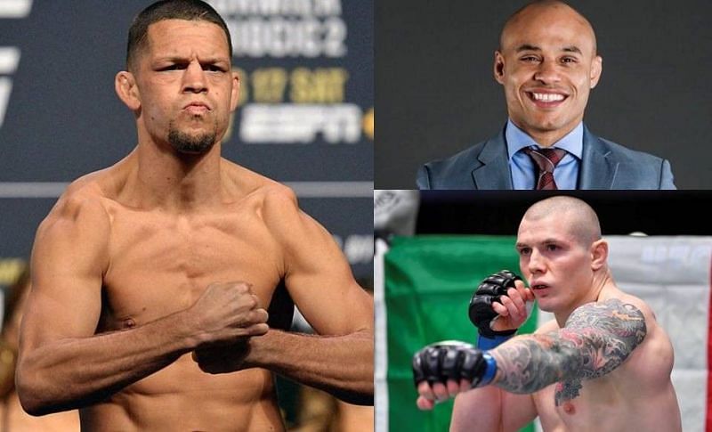 Nate Diaz (left); Ali Abdelaziz (top right); Marvin Vettori (bottom right)