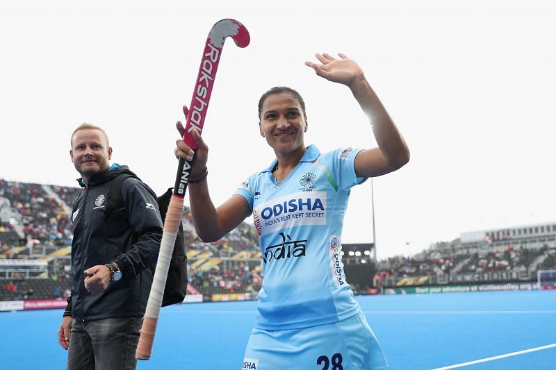 Women&#039;s hockey team coach Sjoerd Marijne (L) along with captain Rani Rampal