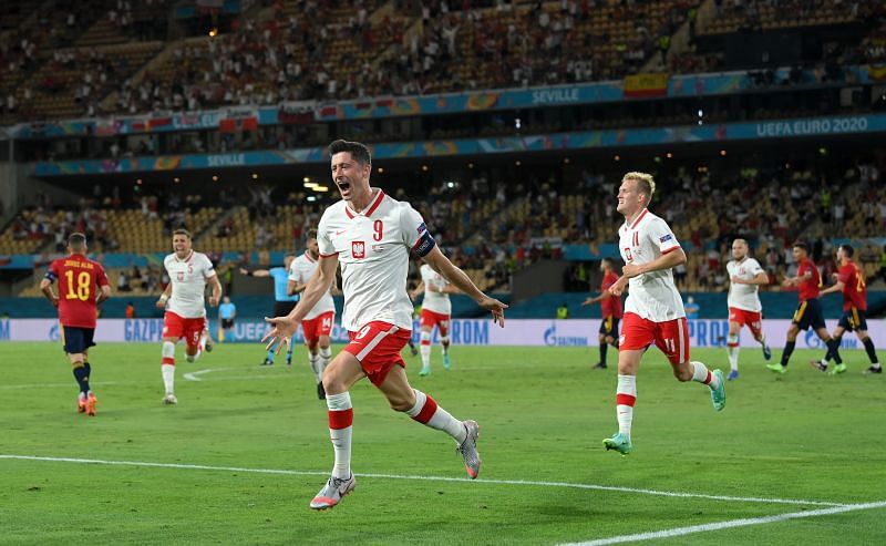 Robert Lewandowski scored his 67th international goal in the game against Spain