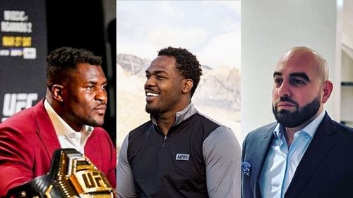 Francis Ngannou (left), Jon Jones (center) and Malki Kawa (right) [Image Courtesy: @francisngannou, @jonnybones, and @malkikawa on Instagran]