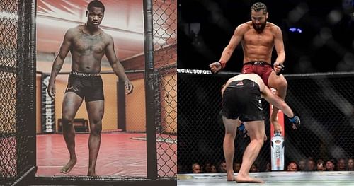 Terrance McKinney (left) and Jorge Masvidal's KO of Ben Askren (right) [Images via Instagram]