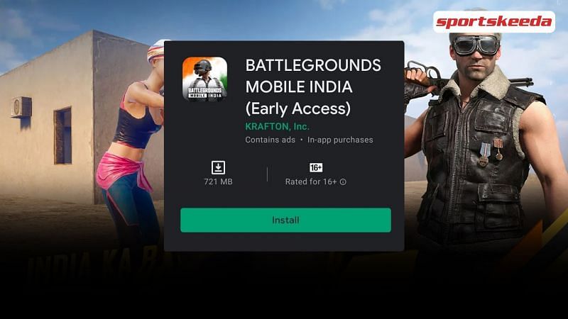 Downloading Battlegrounds Mobile India on the Google Play Store (Image via Sportskeeda)