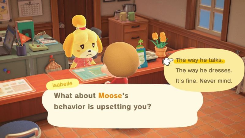 Reverting a villager&#039;s catchphrase in Animal Crossing (Image via USGamer)