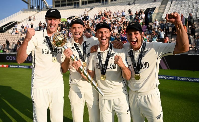 New Zealand pace quartet with the Test mace