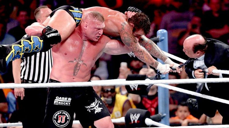 Brock Lesnar and CM Punk squared off for the first time ever at SummerSlam 2013 in a No Disqualification match