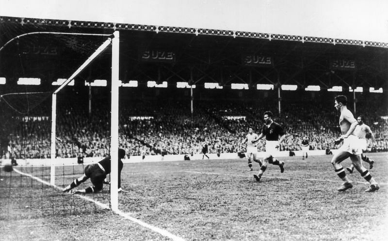 Action from the 1938 World Cup as Italy were crowned champions.