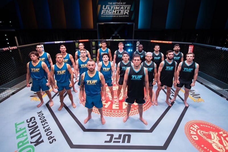 TUF 29 coaches Alexander Volkanovski and Brian Ortega pose with their squads [Photo courtesy: @UFC_AUSNZ on Twitter]