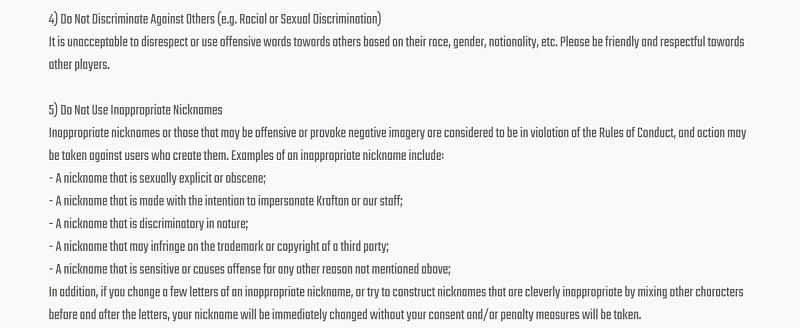 Using inappropriate nicknames will lead to a ban in Battlegrounds Mobile India