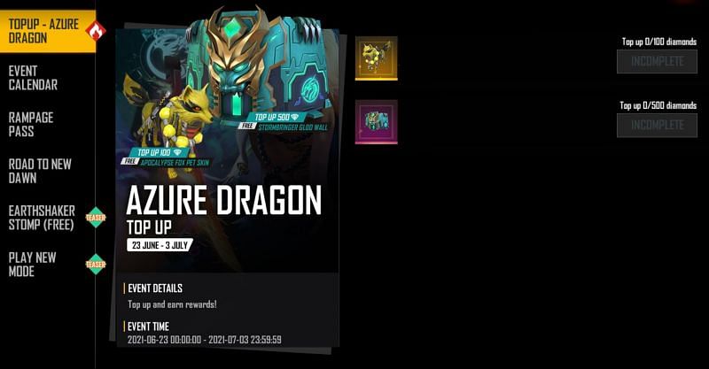 Azure Dragon Top Up Event In Free Fire All You Need To Know