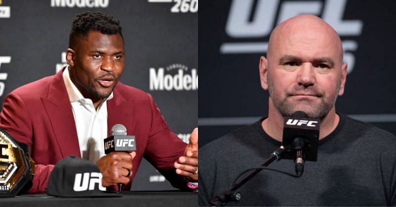 Francis Ngannou (left); Dana White (right).