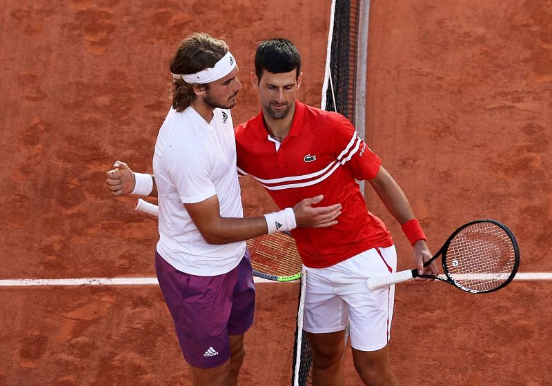 Stefanos Tsitsipas and Novak Djokovic