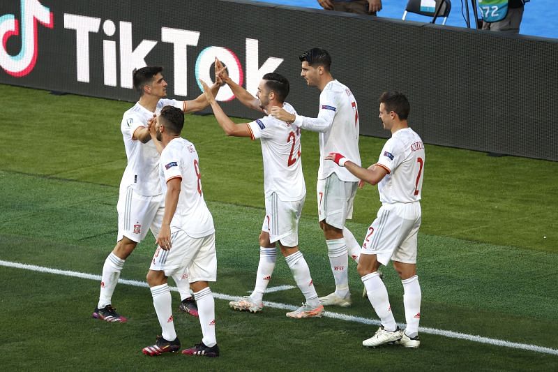 Spain beat Slovakia by 5-0. (Photo by Julio Munoz - Pool/Getty Images)