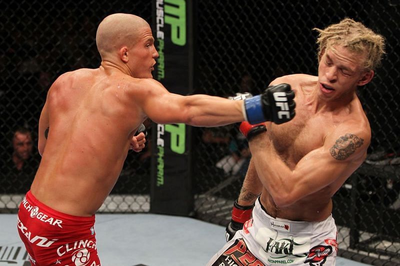 Jonathan Brookins (right) struggled for traction following his win at TUF 12.