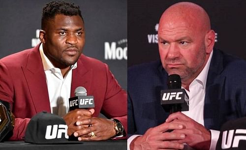 Francis Ngannou (left); Dana White (right)