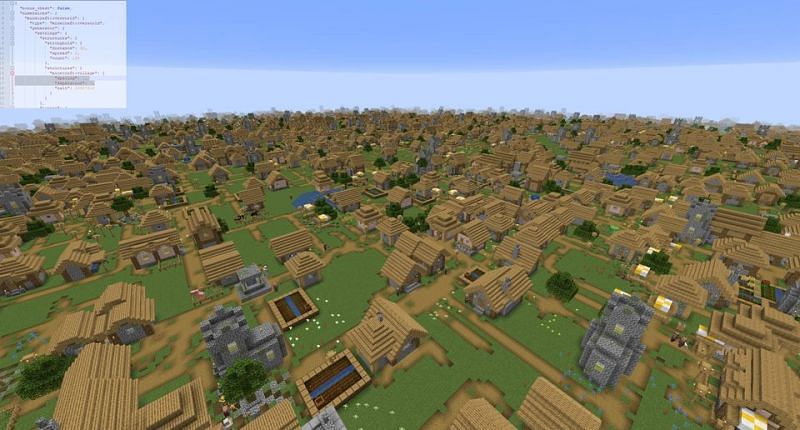 A Minecraft world adjusted to contain an infinite village (Image via u/Steampunk_Sam on Reddit)