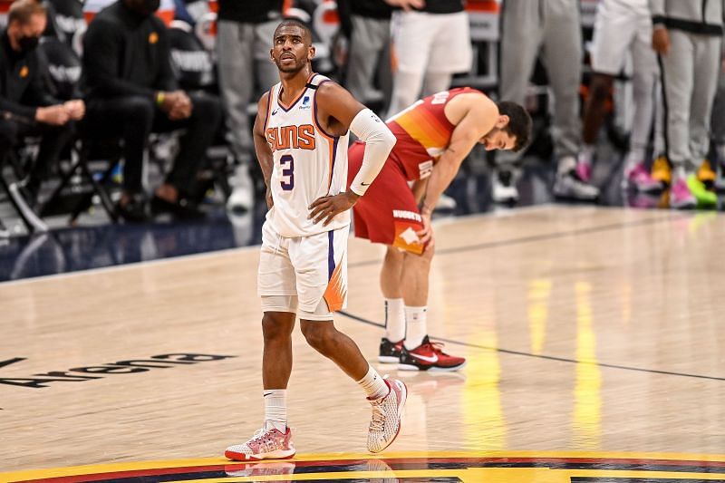 Chris Paul during Phoenix Suns v Denver Nuggets - Game Four