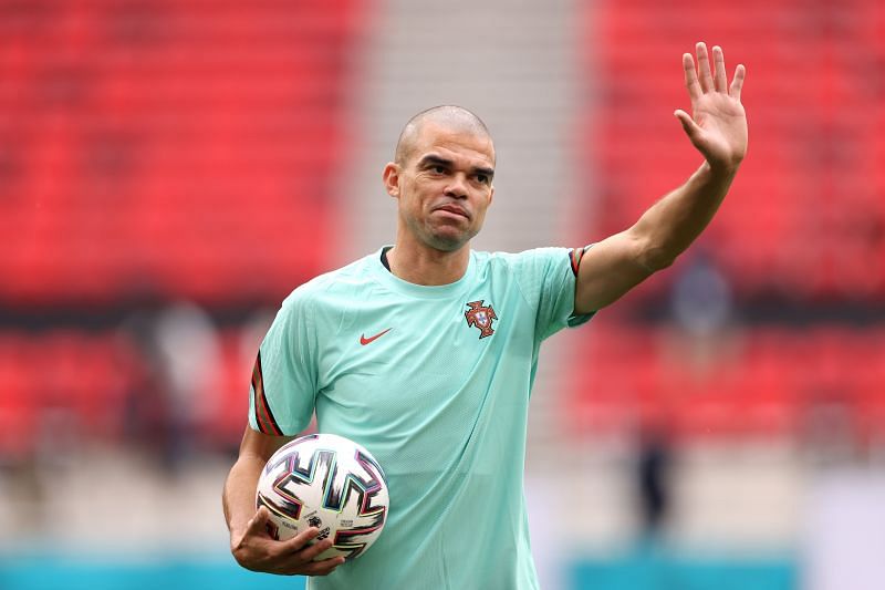 Pepe trains with Portugal ahead of a UEFA Euro 2020 group match