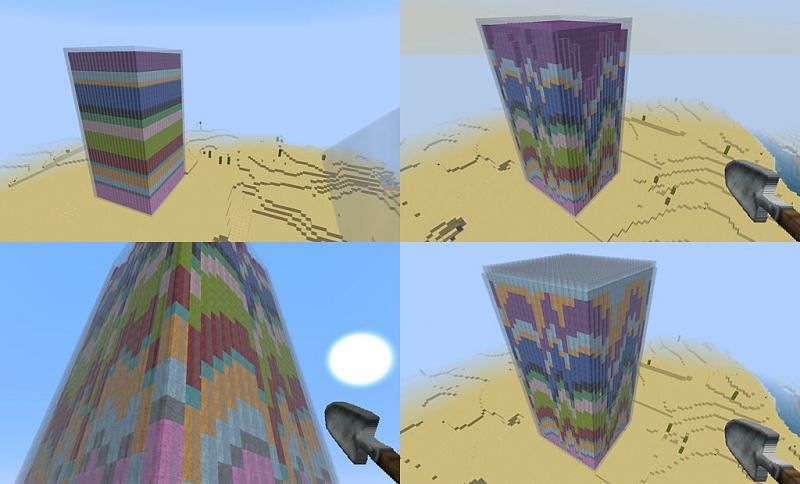 An amazing build that takes advantage of concrete powder&#039;s reaction to gravity (Image via minecraftforum)