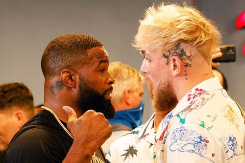 Tyron Woodley (left) and Jake Paul (right)