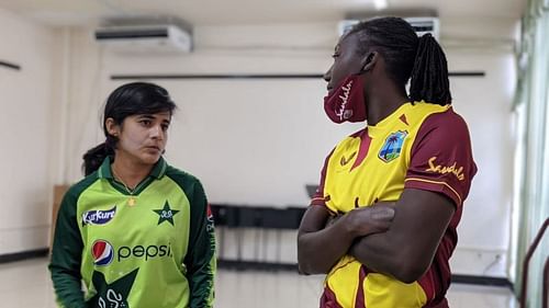 Captains of national Pakistan and West Indies women's sides (Image Courtesy: PCB Twitter).