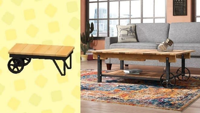 Industrial style coffee table. Image via USA Today