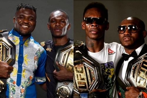 Israel Adesanya with Francis Ngannou (Left) and Kamaru Usman (Right) [Image credit: @stylebender via Instagram]