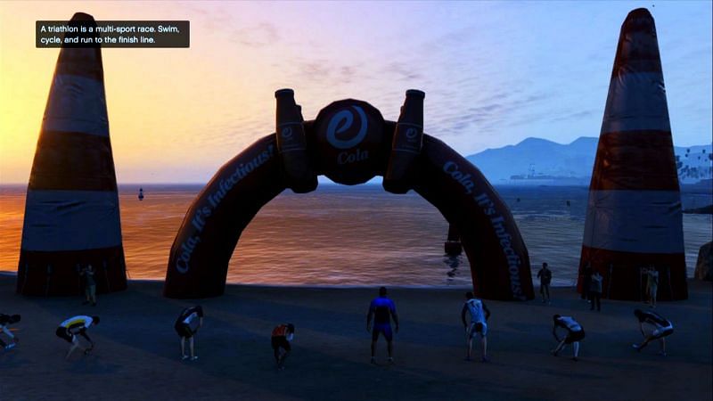 The Triathlon is quite frustrating for a side mission (Image via IGN)