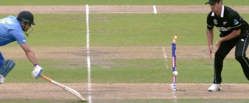 MS Dhoni&#039;s international career came to an end courtesy of this run-out. (Photo: Twitter)