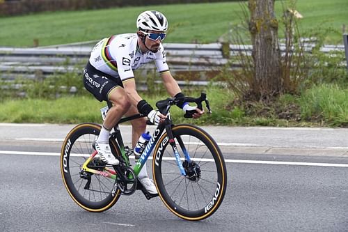 World champion Julian Alaphilippe braved a crash to win stage one on Saturday