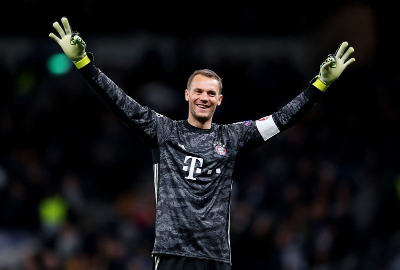Manuel Neuer of Bayern Munich in a UEFA Champions League game.