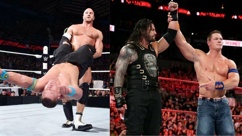 Cesaro, Roman Reigns, and John Cena