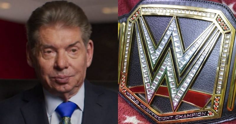 Vince McMahon and the WWE Championship belt.