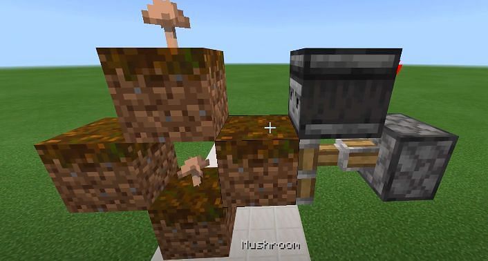 Sticky piston to make the mushroom break. Image via YouTube