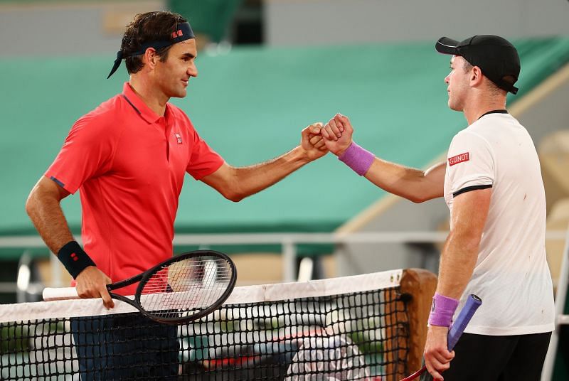 Roger Federer after defeating Dominik Koepfer
