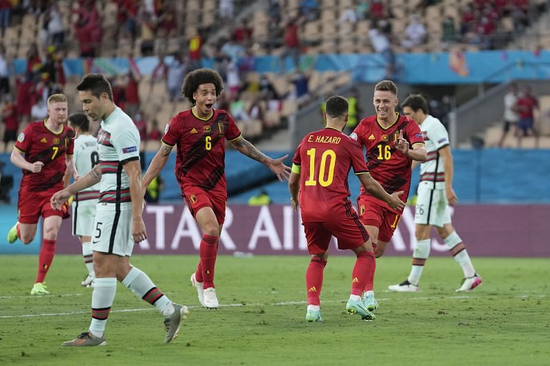 Thorgan Hazard&#039;s thunderous strike helped the Belgians claim a spot in the quarter-finals of Euro 2020