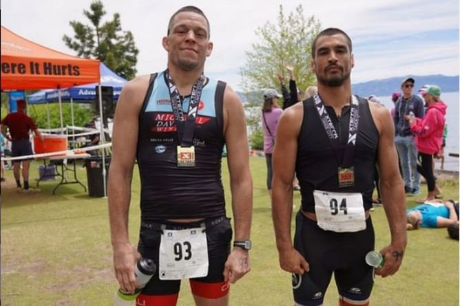 Watch: Nate Diaz competes in a triathlon in preparation for UFC 263 showdown against Leon Edwards