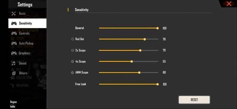 Sensitivity Settings for reducing recoil in Free Fire