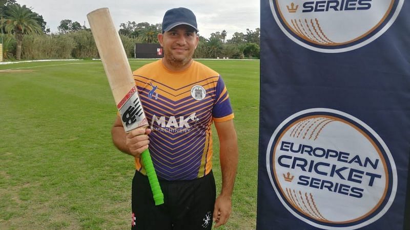 Nowell Khosla plays for Marsa in the 2021 edition of the ECS T10 Malta (Image Courtesy: ECN)