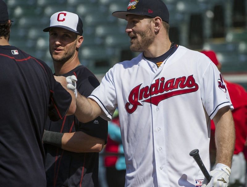 Stipe Miocic in a Cleveland Indians&#039; jersey