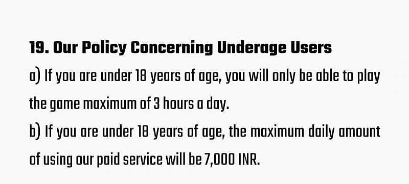 Under 18 policy for Battlegrounds Mobile India (Image via Sportskeeda)
