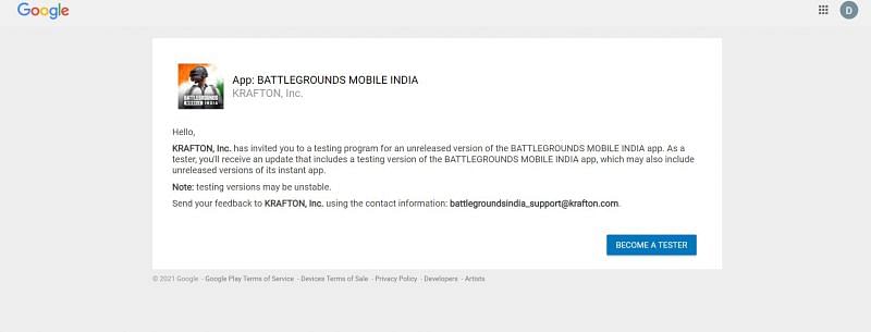 Android users can become testers for Battlegrounds Mobile India