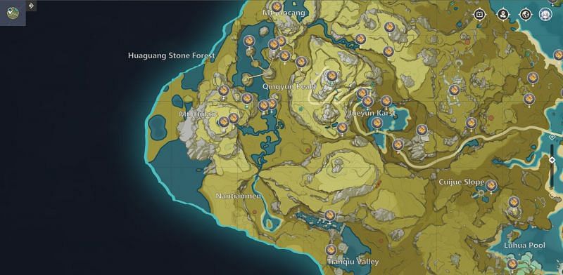 Geoculi locations in Minlin (image via Teyvat Interactive Map)