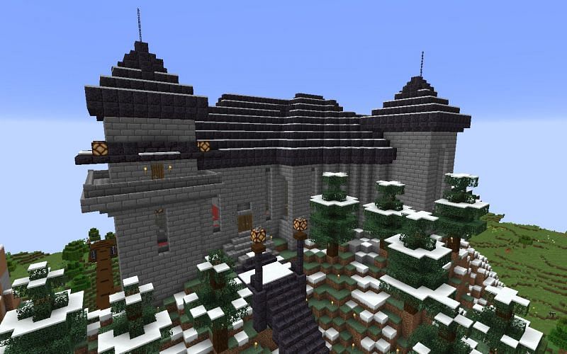 minecraft medieval mountain castle