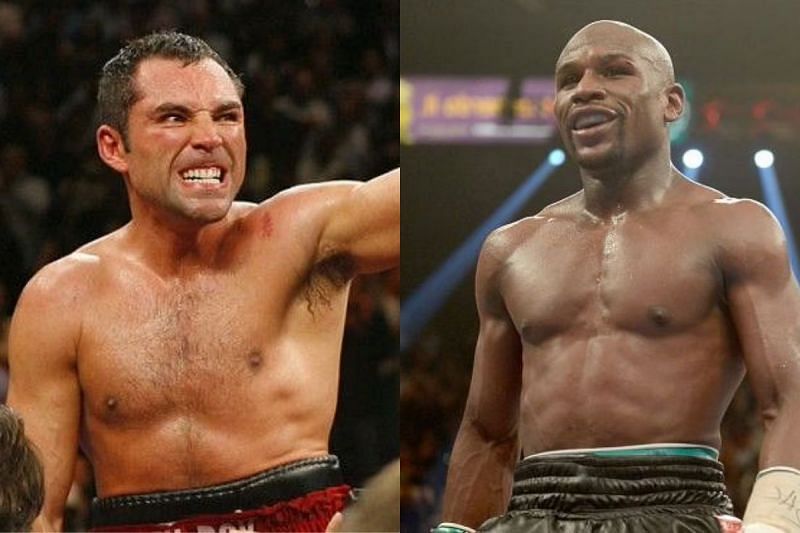 Oscar De La Hoya (left) and Floyd Mayweather (right)