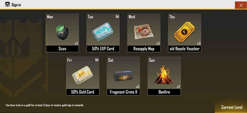 Players will get a EXP card as a sign in reward if they are part of a guild