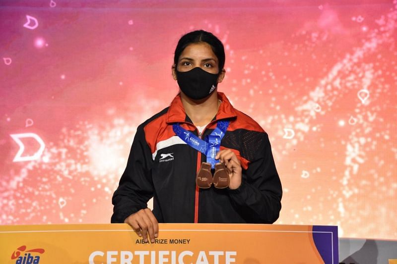 Simranjit Kaur with the Asian Boxing Championships bronze medal