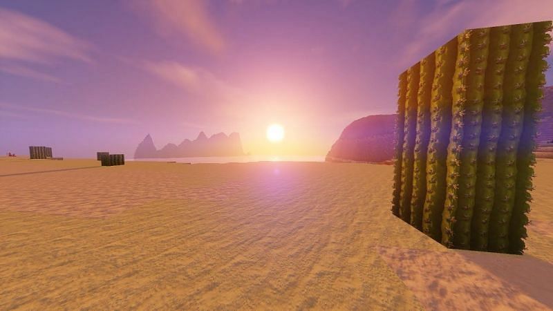 A beautiful shot of a Minecraft desert with shaders applied (Image via Craftance on YouTube)