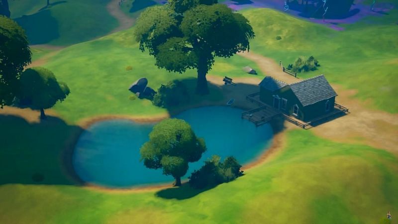 Flopper Pond is a good place to fish in Fortnite (Image via OnlyWinsFortnite/YouTube)