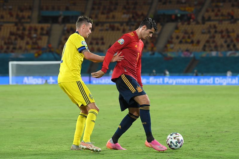 Spain&#039;s Alvaro Morata was unable to convert the best chance of the game as Sweden held on for a 0-0 draw in Euro 2020