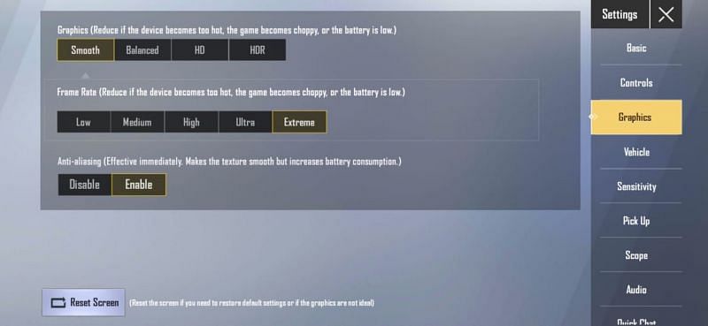 Players can adjust graphics on low-end Android devices (Image via PUBG Mobile Lite)